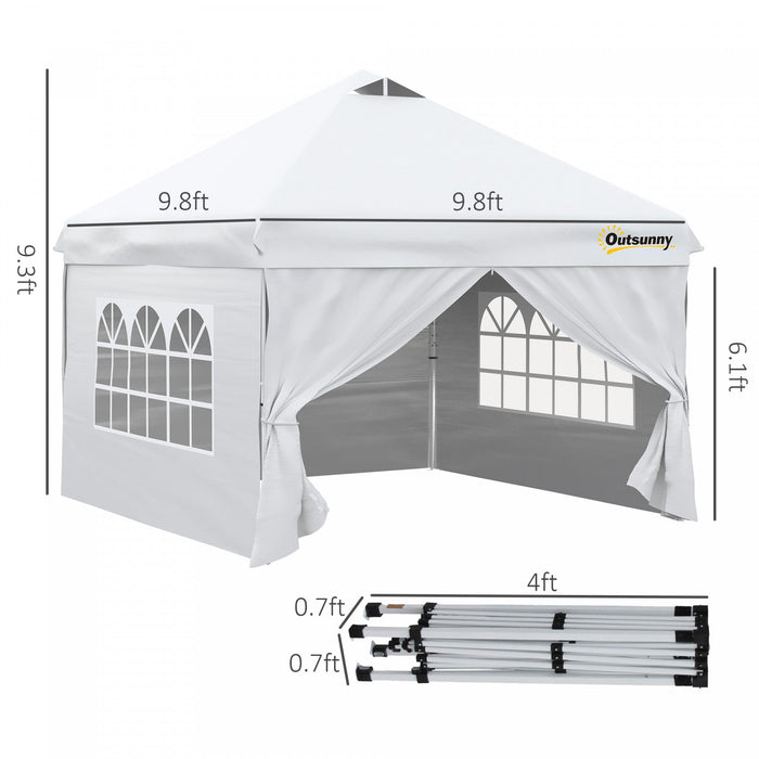 Outsunny 10' X 10' Pop Up Canopy Tent, Instant Sun Shelter, Tents For Parties, With Wheeled Carry Ba