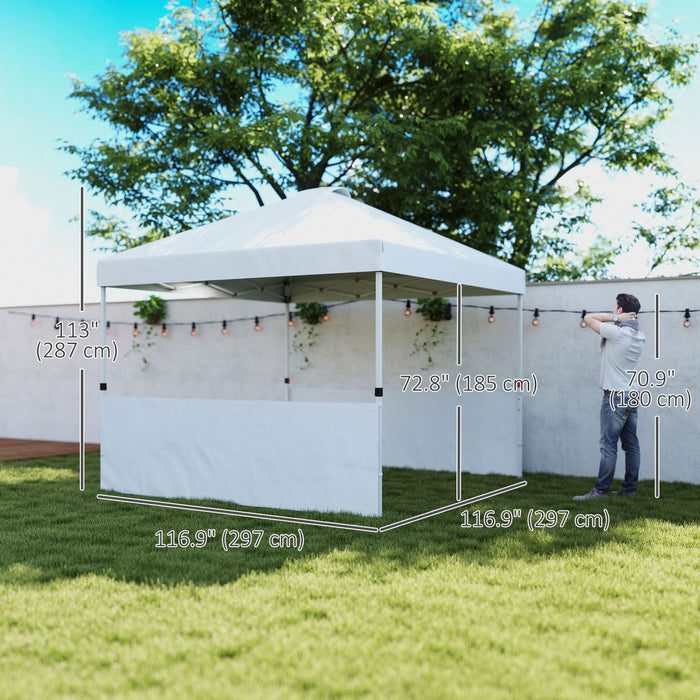 Outsunny 10' X 10' Pop Up Canopy Tent With 2 Half Sidewalls, White