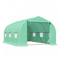 Outsunny 15' X 10' X 7' Walk-in Greenhouse Outdoor Plant Tunnel Warm Hot House W/ Roll Up Door And 6
