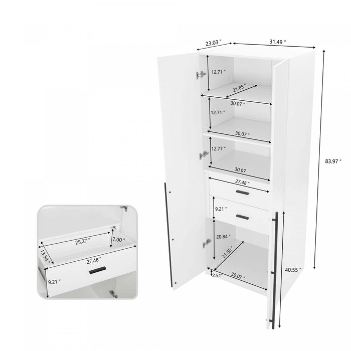 Lee Modern 32\" Wardrobe Closet in White Armoire 