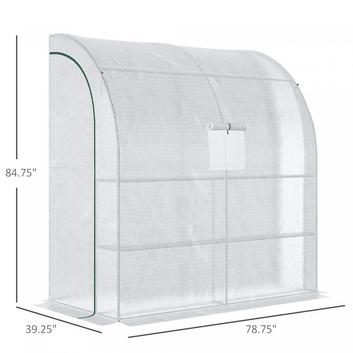 Outsunny 7' X 3' X 7' Outdoor Lean-to Walk-in Greenhouse, Plant Gardening Green House With Roll-up M