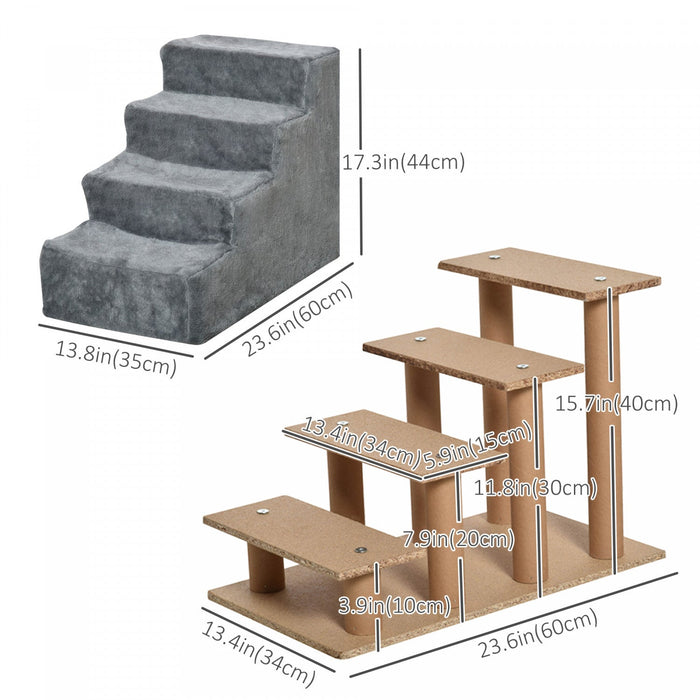 Pawhut Pet Steps Ladder For Cats And Dogs, Pet Stairs, Ladder For Climbing On Bed, Sofa With Removab