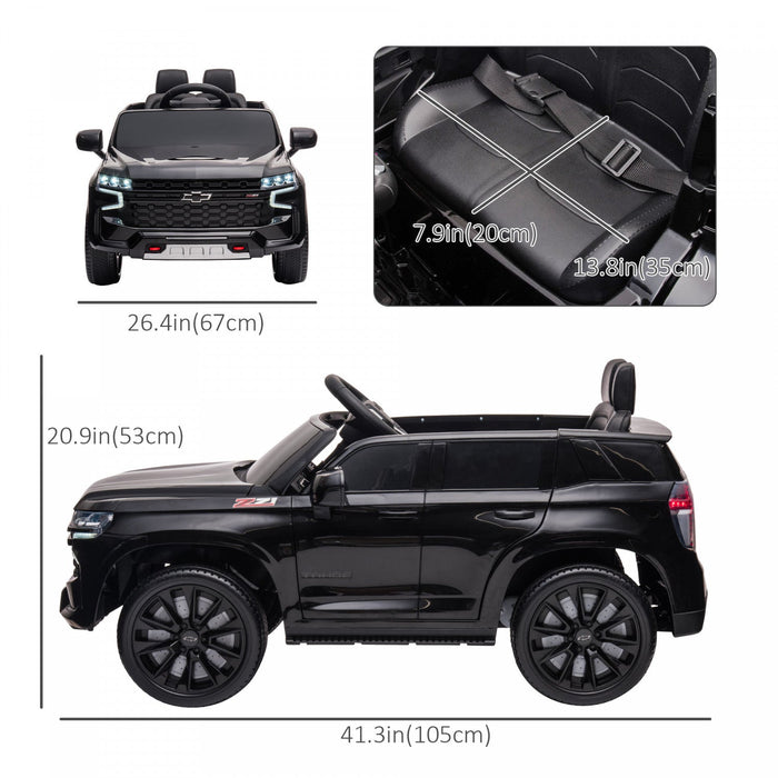 Aosom 12v Licensed Chevrolet Tahoe Ride On Car, Kids Powered Ride-On Car With Remote Control, 3 Spee