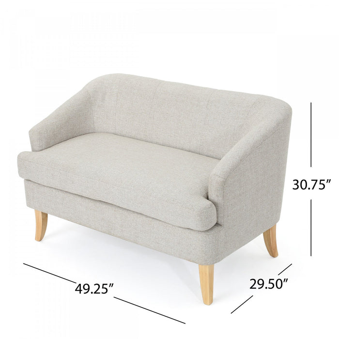 Zona Linen-look Fabric Loveseat With Flared Wood Legs - Beige 