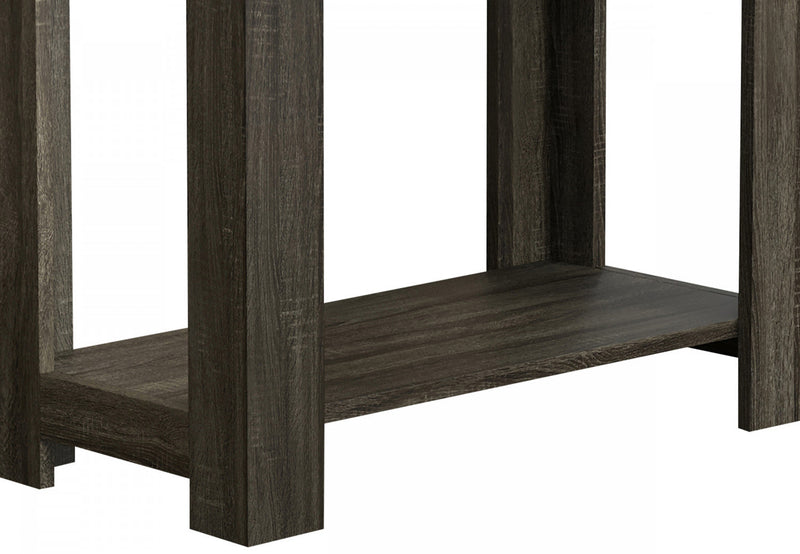 24” Classic Narrow Accent Table With Hidden Storage & Lower Shelf - Dark Grey 