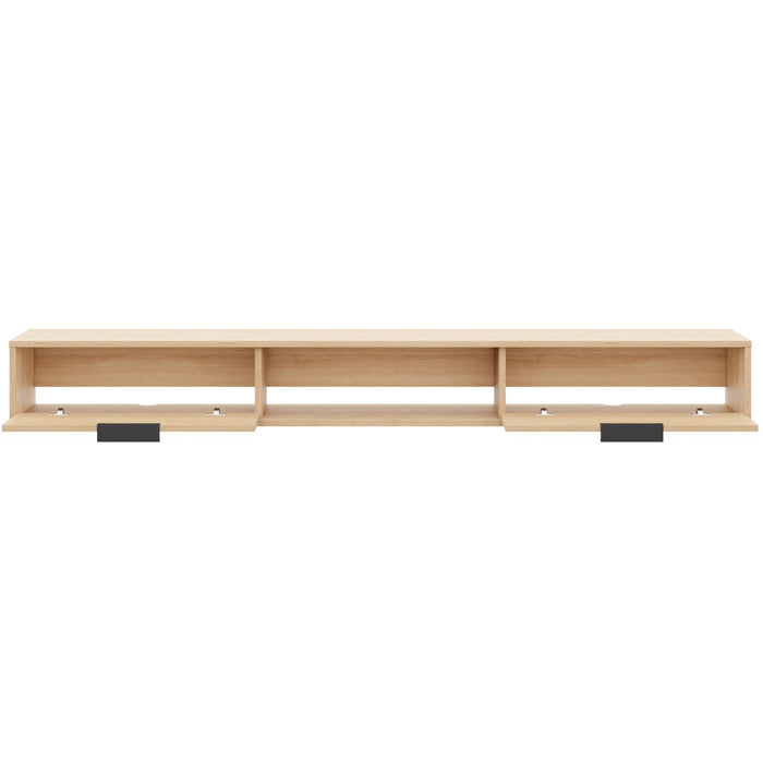 Nordika Slim 72\" Wall-Mounted TV Stand with 2 Storage Cabinets - Natural Blonde Oak 