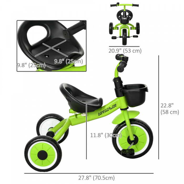 Qaba Tricycle For Toddler 2-5 Year Old Girls And Boys, Toddler Bike With Adjustable Seat, Basket, Be