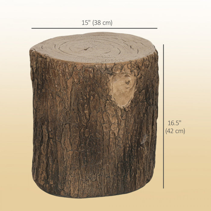 Outsunny 15" Tree Stump Decorative Garden Stool Side Table Plant Stand
