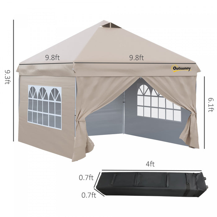 Outsunny 10' X 10' Pop Up Canopy Tent, Instant Sun Shelter, Tents For Parties, With Wheeled Carry Ba