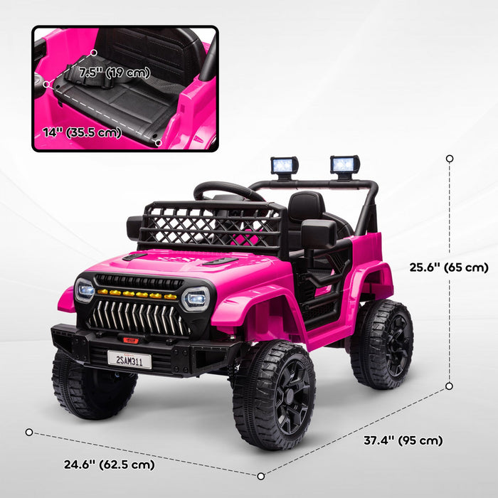 Qaba 12v Powered Ride-On Truck Car, Electric Car For Kids With Remote Control, Openable Doors, Sprin