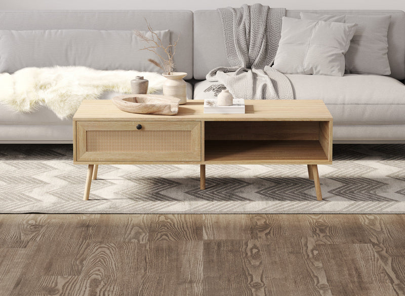 Coffee Table With Storage - Natural Wood Look 
