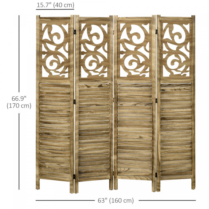 Homcom 4 Panel Room Divider, 5.6 Ft Folding Privacy Screens, Brown