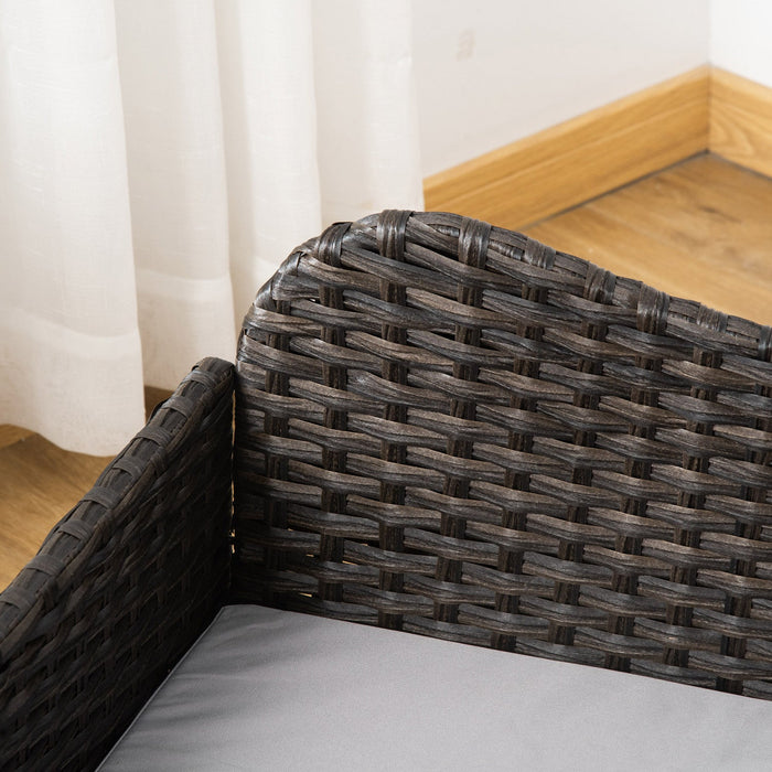 Pawhut Rattan Pet Sofa For Large & Medium Dogs, Indoor & Outdoor Raised Wicker Dog Bed, Cat Couch, W