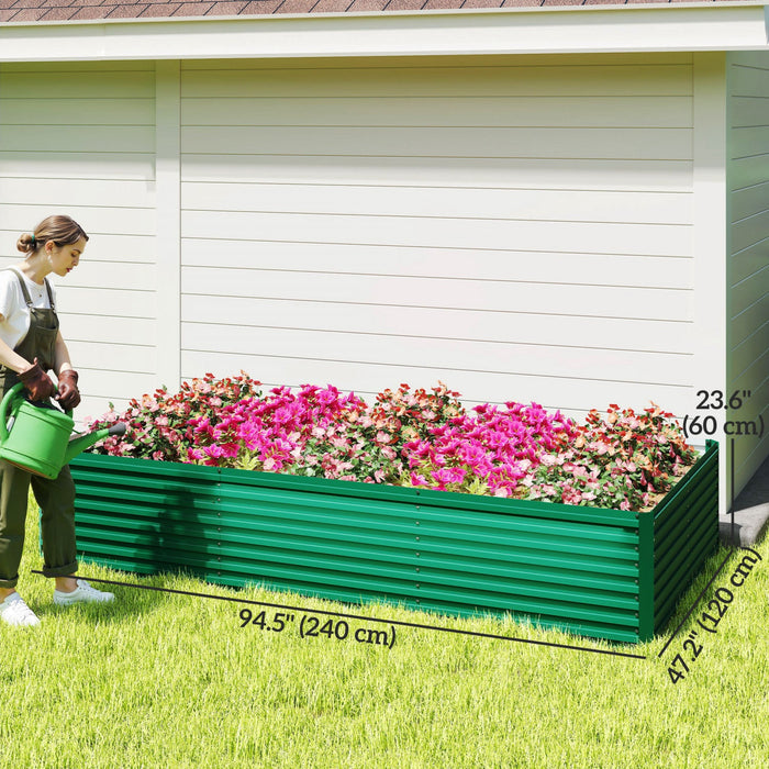 Outsunny Galvanized Raised Garden Bed, 8' x 4' x 2' Planter Box, Green