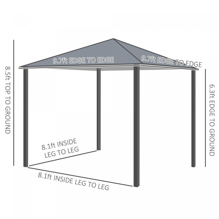 Outsunny 10' X 10' Patio Gazebo, Outdoor Gazebo Canopy Shelter With Netting & Curtains, Vented Roof,