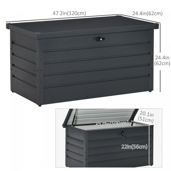 Outsunny Steel Deck Box, 68 Gallon Large Outdoor Storage Container With Lock For Pool Toys, Garden T