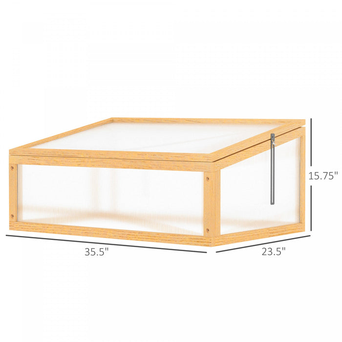 Outsunny Wooden Cold Frame Greenhouse Garden Portable Raised Planter With Openable Top For Indoor, O