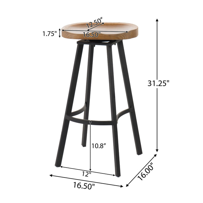 Larry Swivel Barstool Set Of 2 With 360° rotating Seat - Antique Natural 