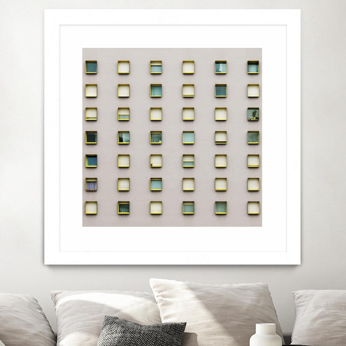 \"Windows Ii\" Matted and Framed White 36x36 Wall Art