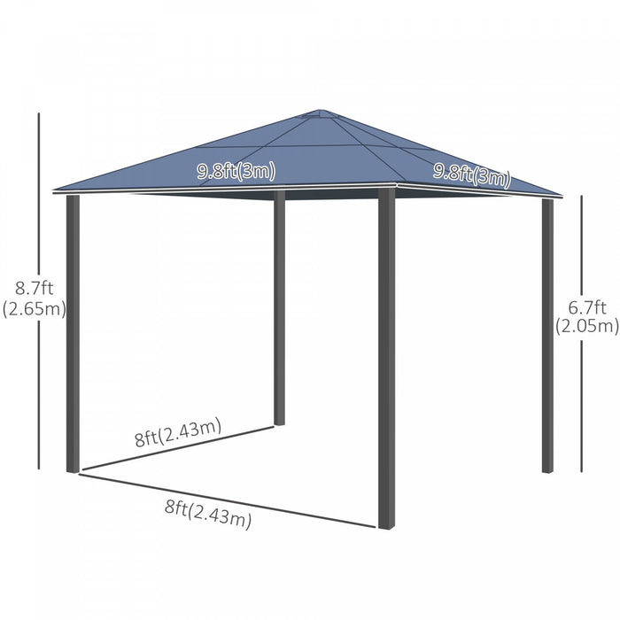 Outsunny 10' X 10' hardtop Gazebo Canopy With Polycarbonate Roof, Aluminum Frame, Permanent Pavilion