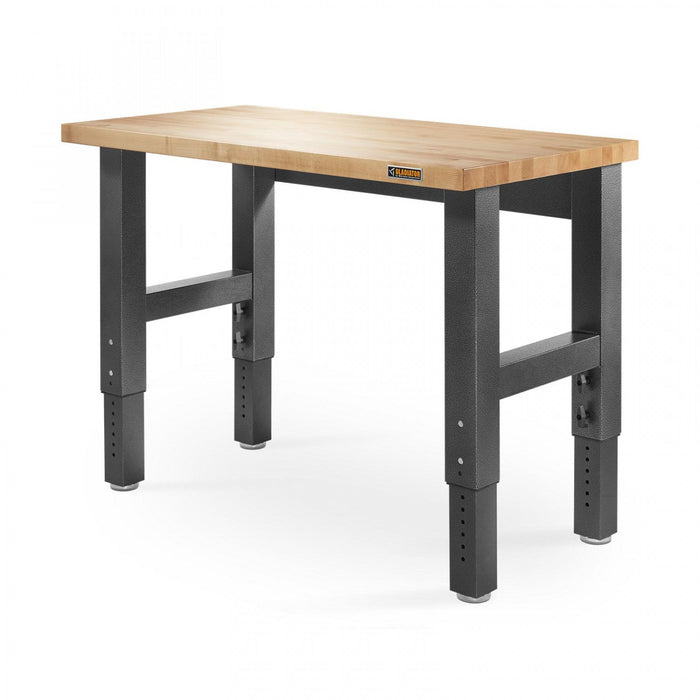 Gladiator 4' Adjustable Height Hardwood Workbench - Hammered Granite