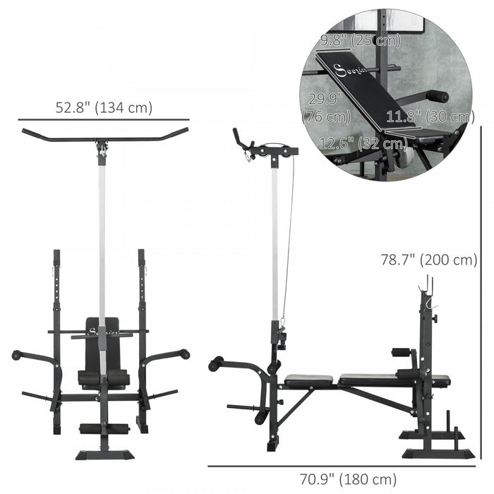 Soozier Adjustable Weight Bench W/ Pulley System, Full Body Workout Bench