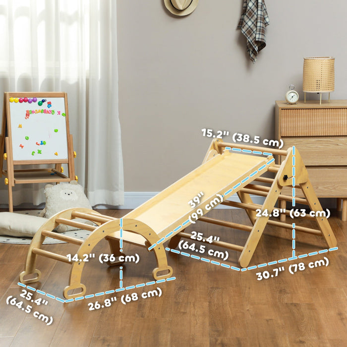 Qaba Pikler Triangle Set, 5 In 1 Climbing Toys For Toddlers, Indoor Baby Jungle Gym With Ladder, Ram