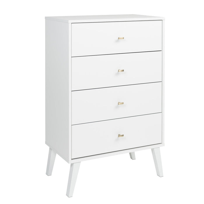 Milo Tall 4-Drawer Chest - White