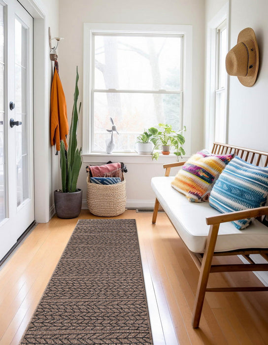 Linden Contemporary 2'0\" x 10'0\" Runner Rug in Brown Indoor Area Rug 
