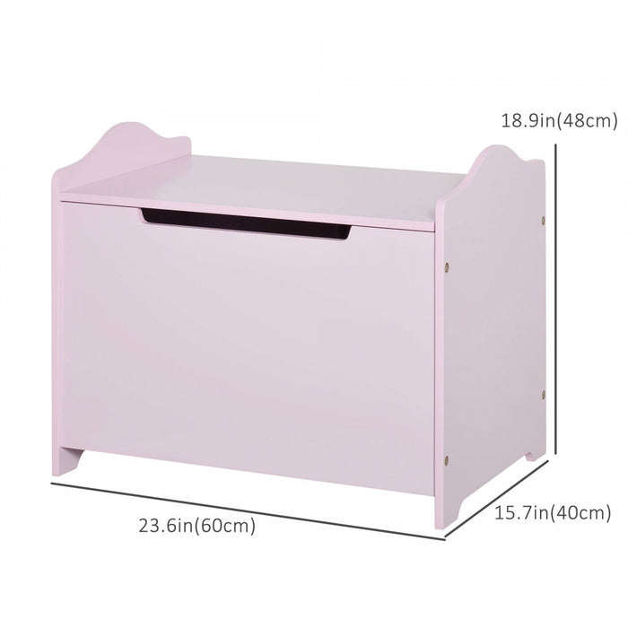 Qaba Kids Wooden Toy Storage Box Organizer Chest With Magnetic Hinge, Large Chest Space, & Groove Ha