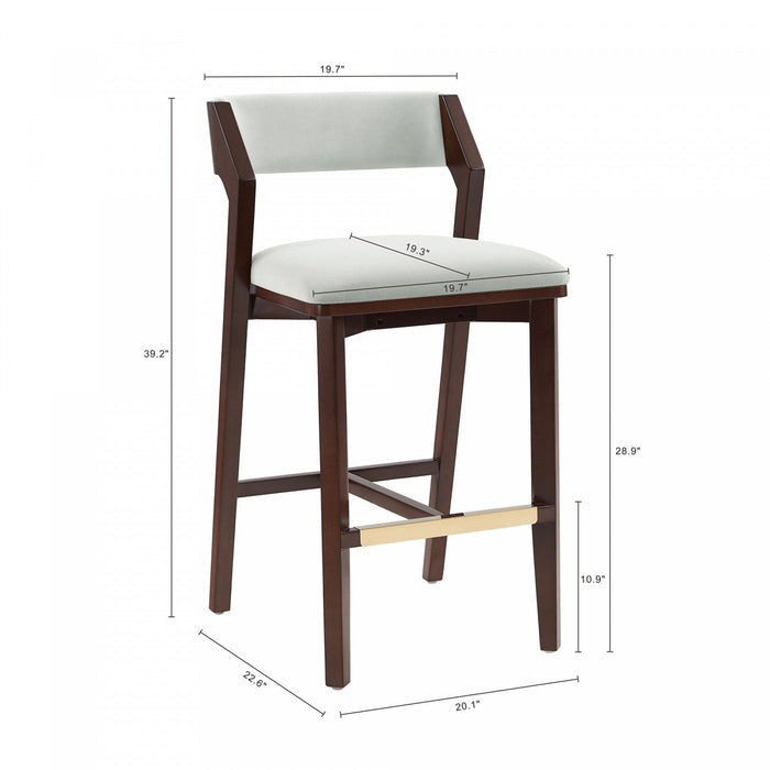 Patricia Modern Wood Upholstered Barstool in White Glacier Bar Stool 