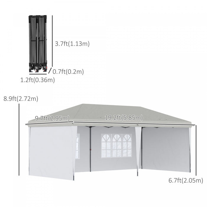 Outsunny 10'x 20' Outdoor Pop Up Canopy Tent Party Tent Commercial Instant Shelter W/ Carrying Bag W