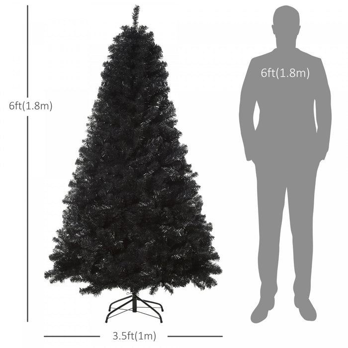 Homcom 6ft Artificial Christmas Tree With 928 Realistic Branch Tips