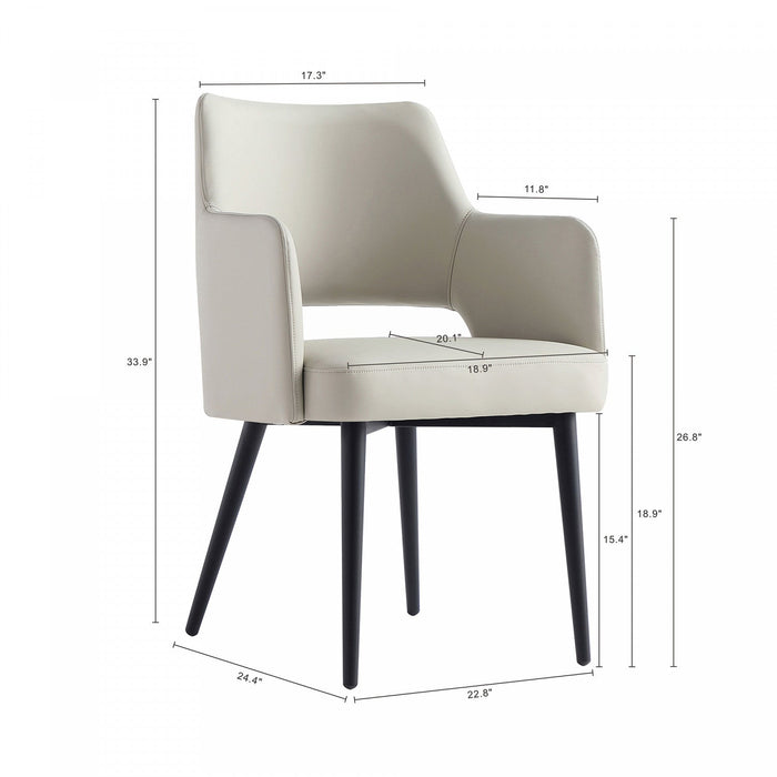 Tremont Modern Metal Vegan Leather Armchair in Stone Gray 