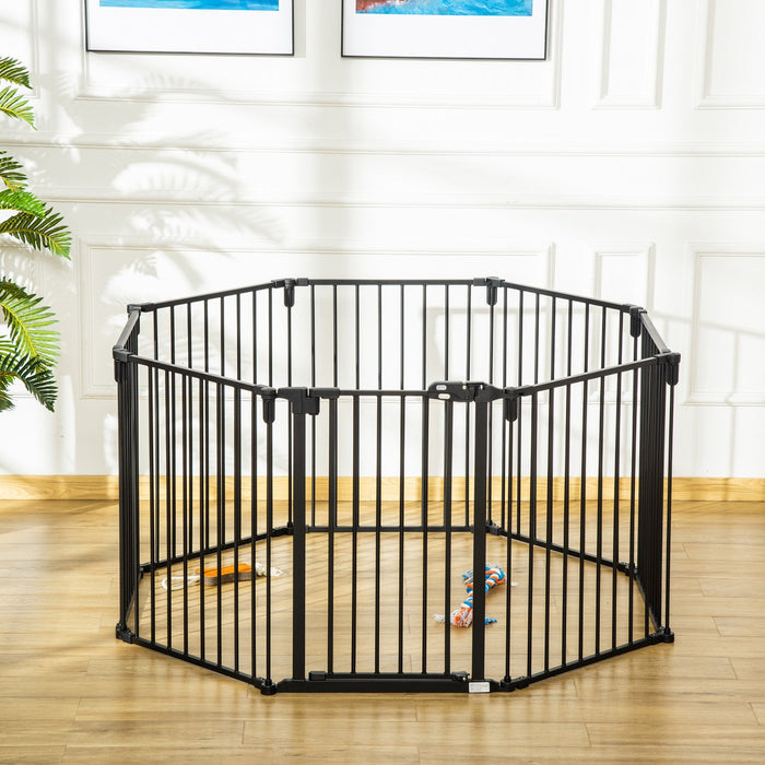 Pawhut Pet Safety Gate 8-panel Playpen Fireplace Christmas Tree Steel Fence Stair Barrier Room Divid