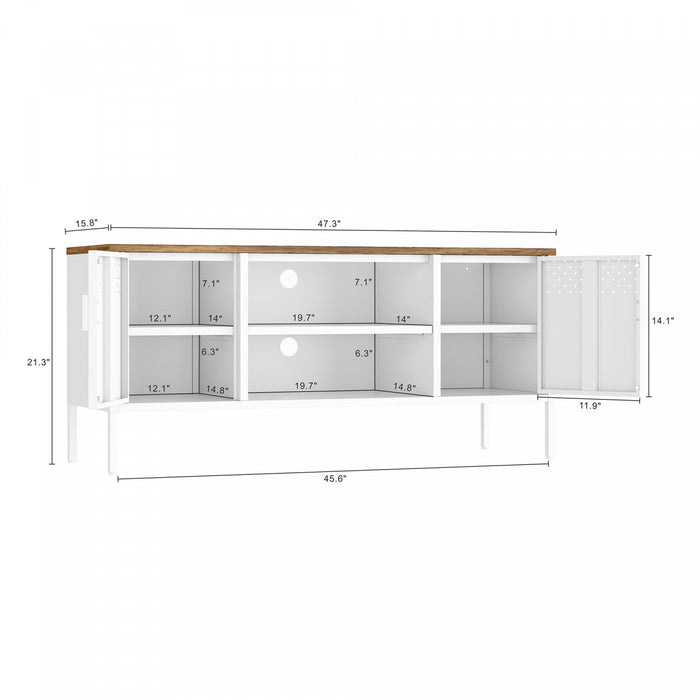 Landen Modern 47\" Metal Storage Cabinet in White Armoire 