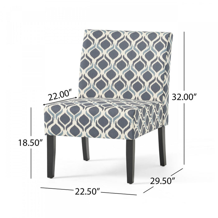 Oliver Linen-look Fabric Accent Chair With Rubberwood Legs - Blue and Grey 