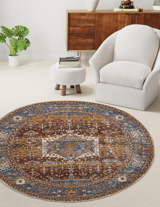 Dulce Traditional 5'0\" x Area Rug in Multi Indoor Area Rug 