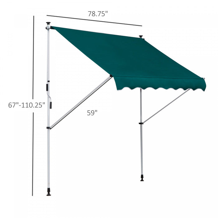 Outsunny 6.6'x5' Manual Retractable Patio Awning Window Door Sun Shade Deck Canopy Shelter Water Res