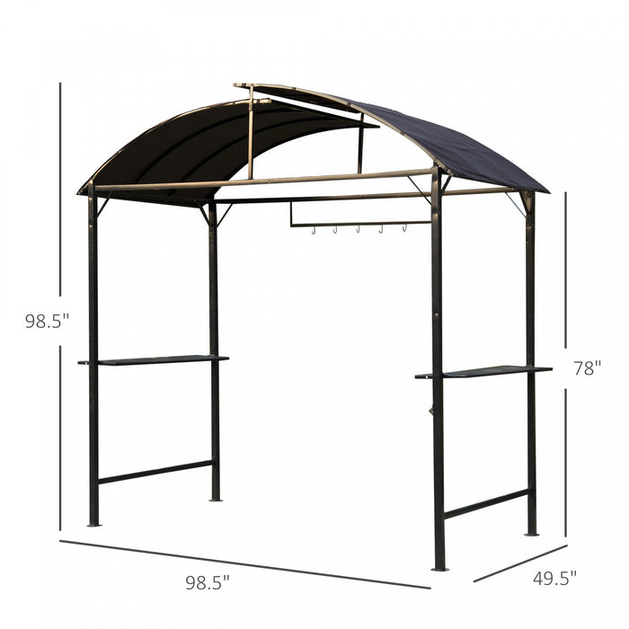 Outsunny 8x4ft Bbq Gazebo Tent Metal Frame Arch Canopy Garden Sunshade Portable Shelter Backyard Wit