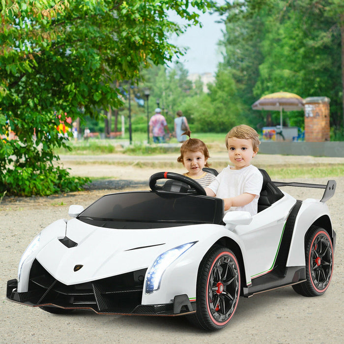 Costway 12v 2-seater Licensed Lamborghini Kids Ride On Car W/ RC & Swing Function White