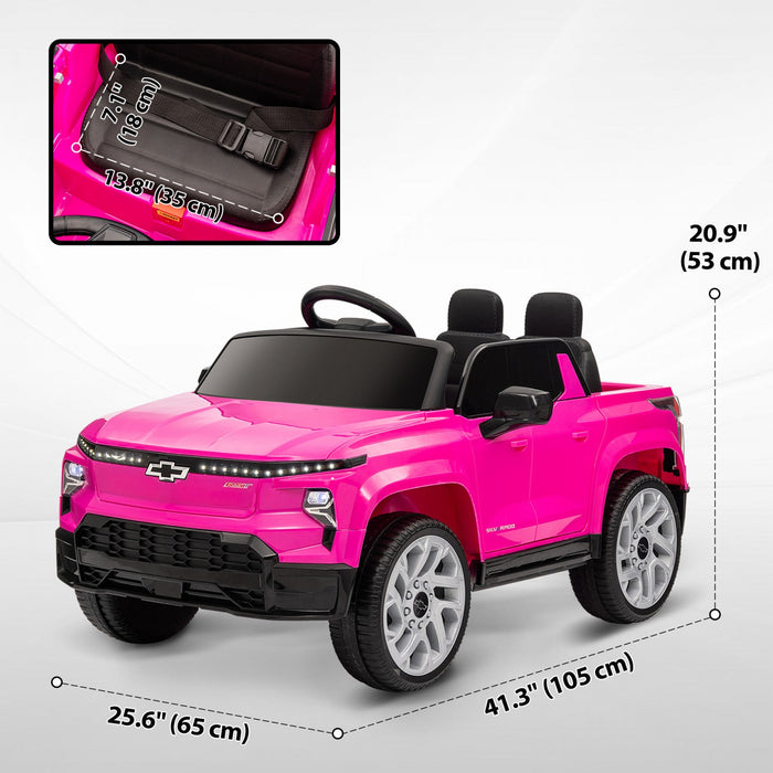 Qaba 12v Electric Car For Kids, Chevrolet Silverado Ev Rst Licensed Battery Powered Ride-On Kids Car