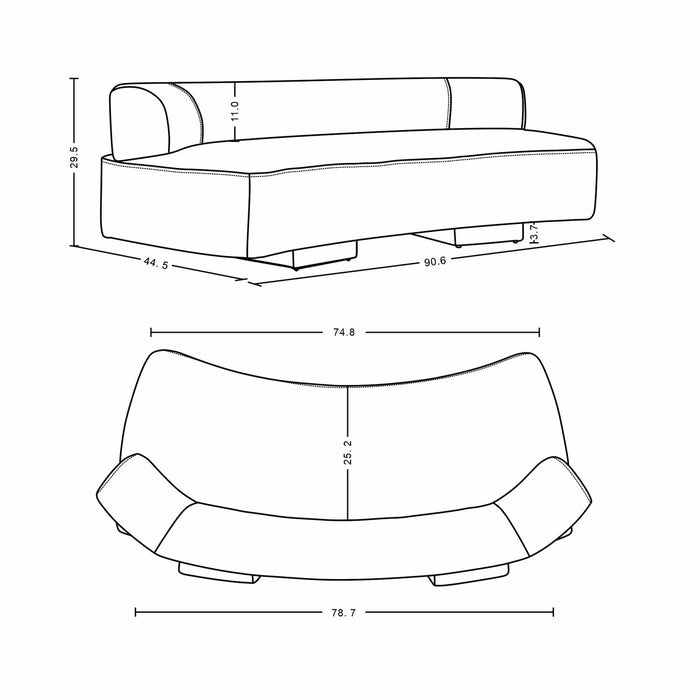 Verandah Mid-Century Modern 91\" Chenille Sofa in Beige 