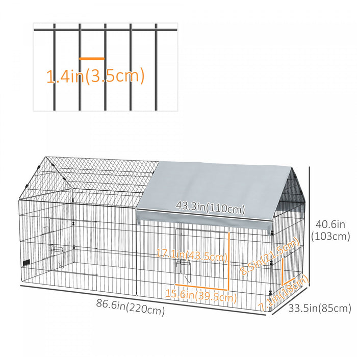 Pawhut 87\" Small Animal Cage, Pet Playpen For Chicken, Rabbits, Chinchillas, Outdoor Small Animal Pl