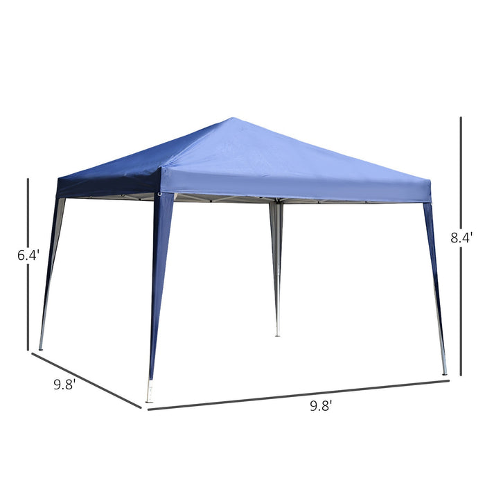 Outsunny 10x10ft Folding Pop Up Tent Outdoor Gazebo Canopy With Carrying Bag, Blue