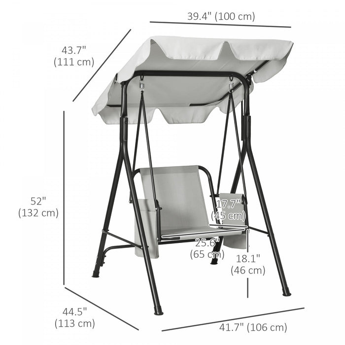 Outsunny 1-seat Patio Swing Chair With Adjustable Canopy And Cushions