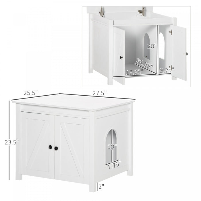 Pawhut Cat Litter Box Enclosure With Openable Top, Cat Washroom Storage Side Table With Double Doors