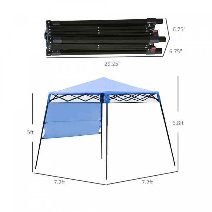 Outsunny 7' X 7' Garden Foldable Pop Up Gazebo Tent With Backpack & Adjustable Legs Outdoor Party Ca
