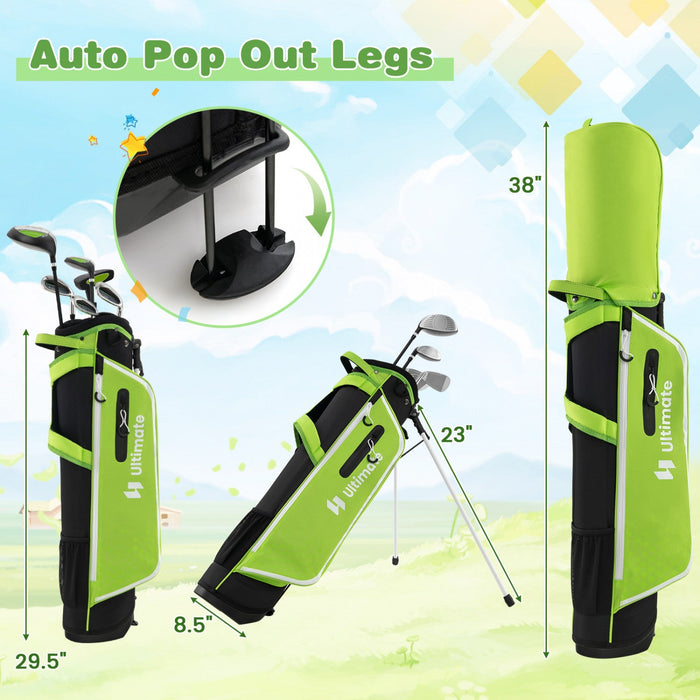 Ultimate Junior Complete Golf Club Set For Kids Age 11-13 Years Old Golf Practice Set Green