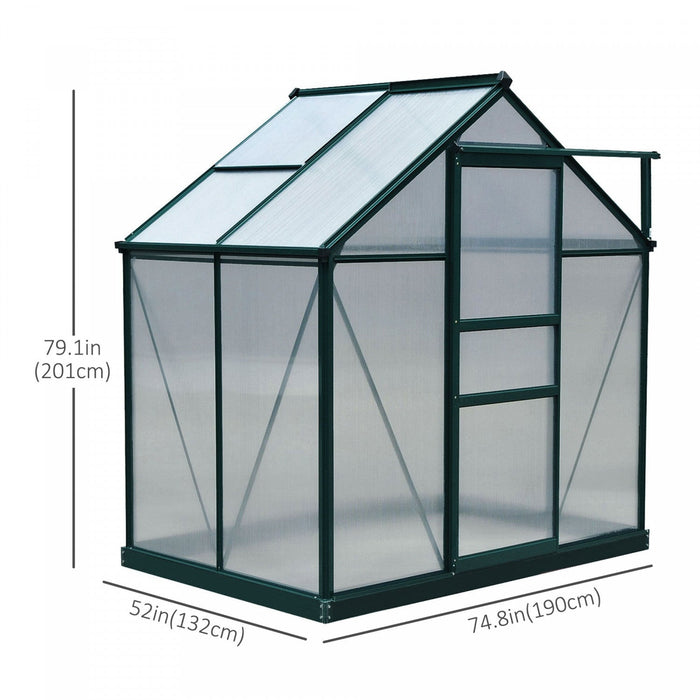 Outsunny 6.2' X 4.3' X 6.6' Clear Polycarbonate Greenhouse Large Walk-in Green House Garden Plants G